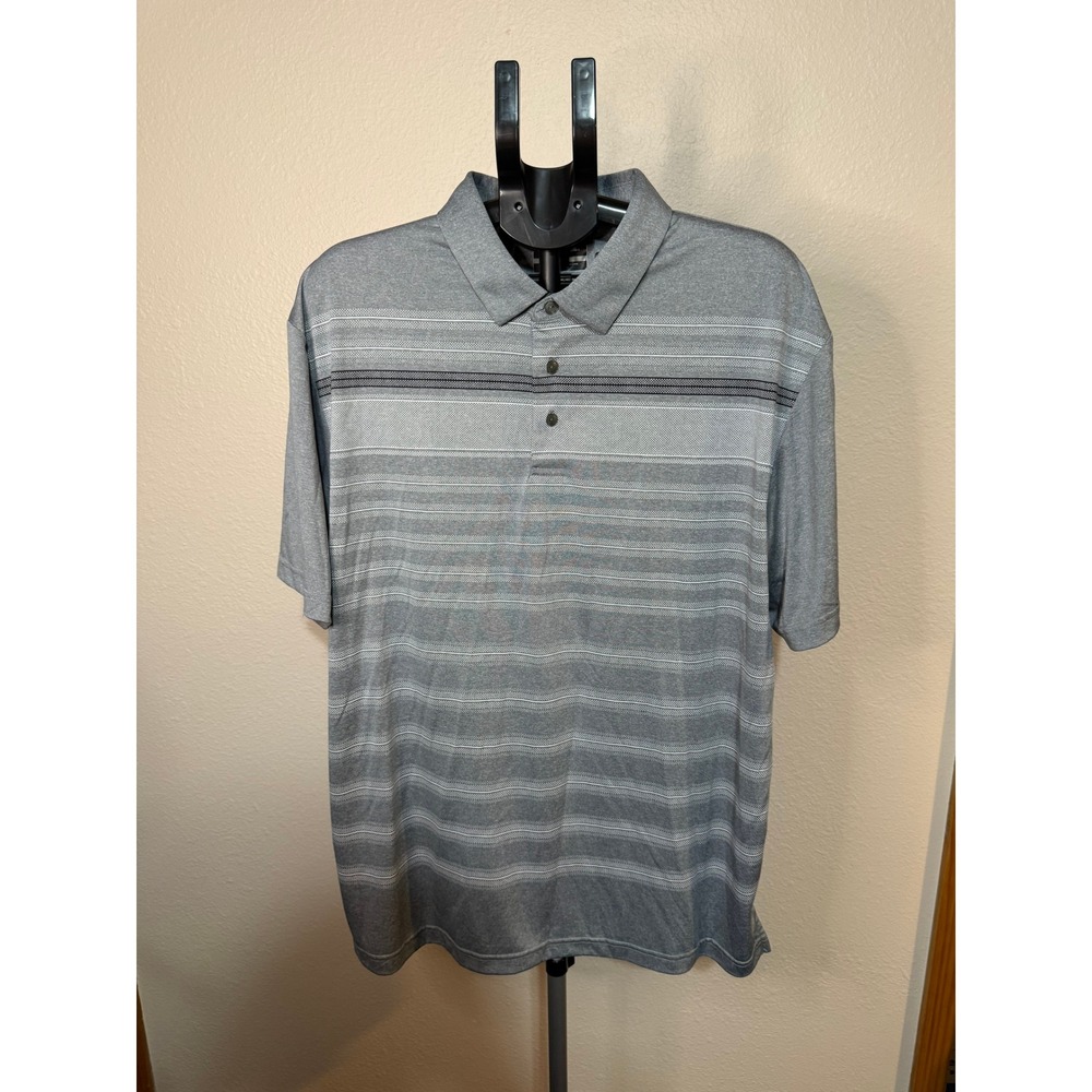 Ben Hogan Performance Mens XL Gray Striped Short Sleeve Golf Polo Shirt